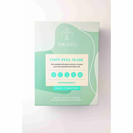 Thealto Peppermint Foot Peel Masks + Pumice Stone, Gently Exfoliates and Leaves Skin Baby Soft TH-FMPEP-PK